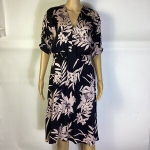Tucker silk dress black pink floral Sz S